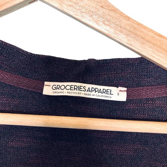 Groceries Apparel Drape Front Cardigan Sweater Small Open Front Burgundy Pockets - Picture 11 of 11